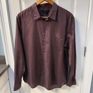 John Varvatos USA Luxe Geometric Design Long Sleeve Shirt Size XL